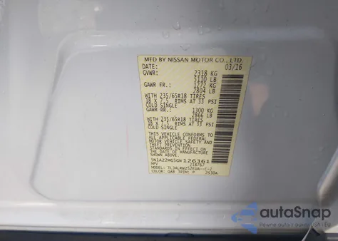 2016 Nissan Murano Sl from USA, damaged, VIN 5N1AZ2MG5GN126361